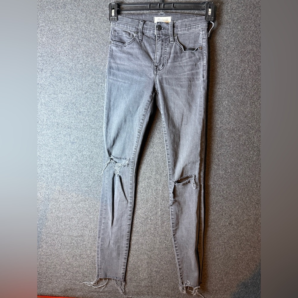 Madewell Gray Ripped Skinny Jeans‎